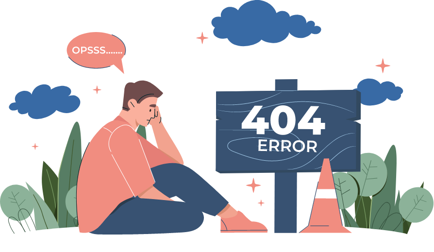 Homme a coté d'un panneau 404, page non trouvée